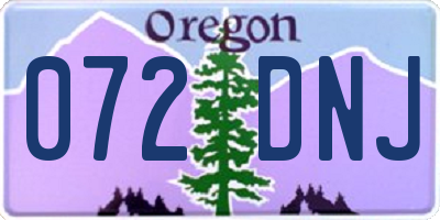 OR license plate 072DNJ