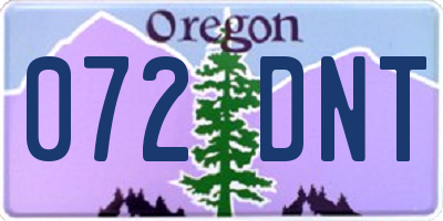 OR license plate 072DNT