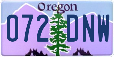 OR license plate 072DNW