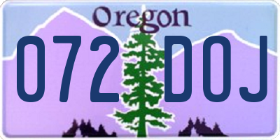 OR license plate 072DOJ