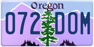 OR license plate 072DOM