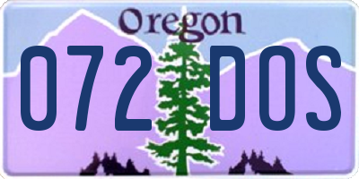 OR license plate 072DOS