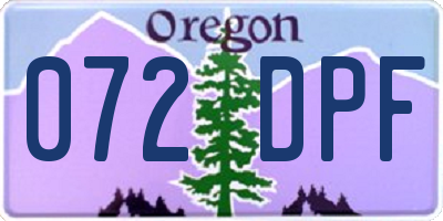 OR license plate 072DPF