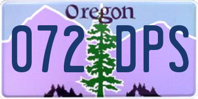 OR license plate 072DPS