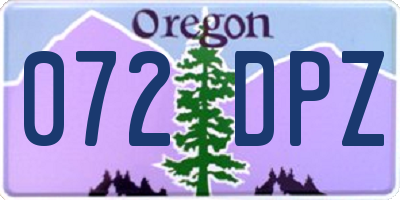 OR license plate 072DPZ