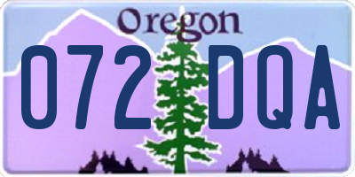 OR license plate 072DQA