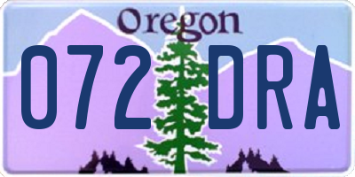OR license plate 072DRA