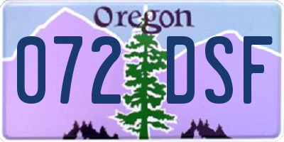 OR license plate 072DSF