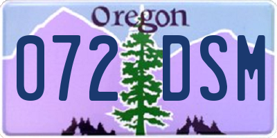 OR license plate 072DSM