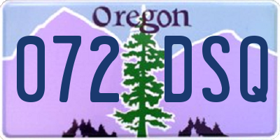 OR license plate 072DSQ