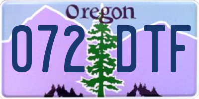 OR license plate 072DTF