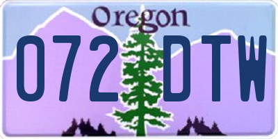 OR license plate 072DTW