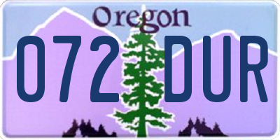 OR license plate 072DUR