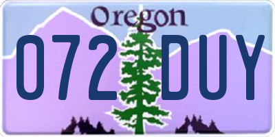 OR license plate 072DUY