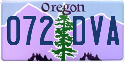 OR license plate 072DVA