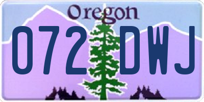 OR license plate 072DWJ