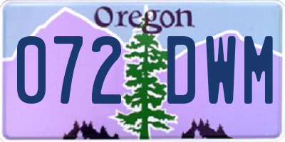 OR license plate 072DWM