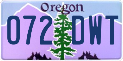 OR license plate 072DWT
