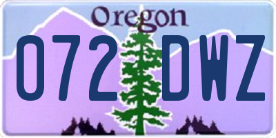 OR license plate 072DWZ