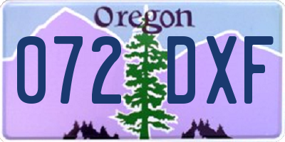 OR license plate 072DXF