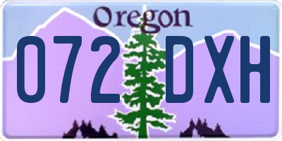 OR license plate 072DXH