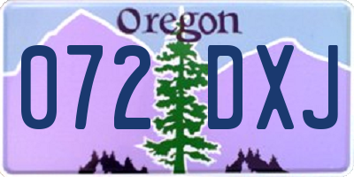 OR license plate 072DXJ