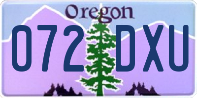 OR license plate 072DXU