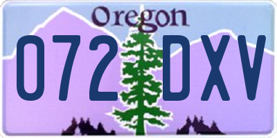 OR license plate 072DXV
