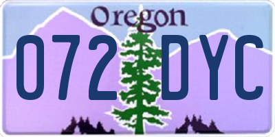 OR license plate 072DYC