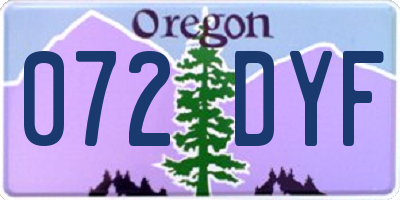 OR license plate 072DYF