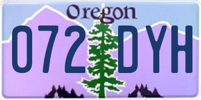 OR license plate 072DYH