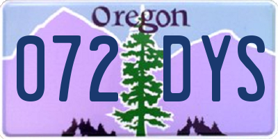 OR license plate 072DYS