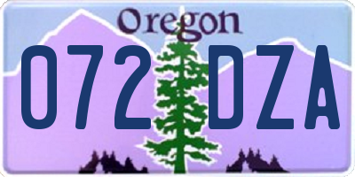 OR license plate 072DZA