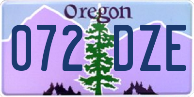 OR license plate 072DZE
