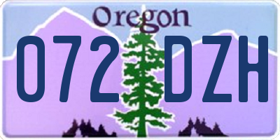 OR license plate 072DZH