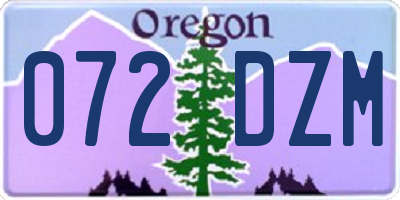 OR license plate 072DZM