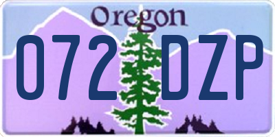 OR license plate 072DZP