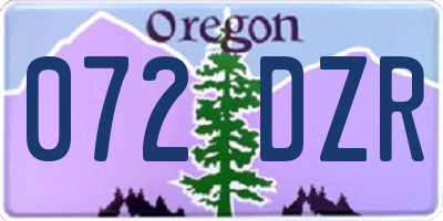 OR license plate 072DZR