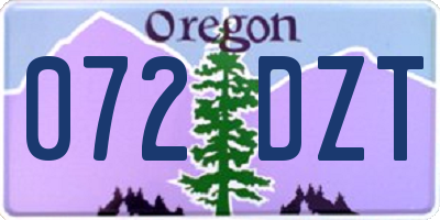 OR license plate 072DZT