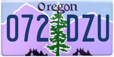 OR license plate 072DZU