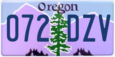 OR license plate 072DZV