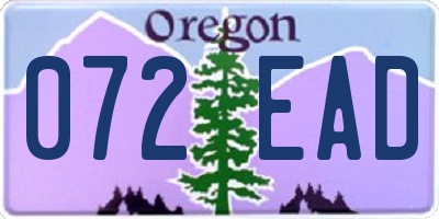 OR license plate 072EAD
