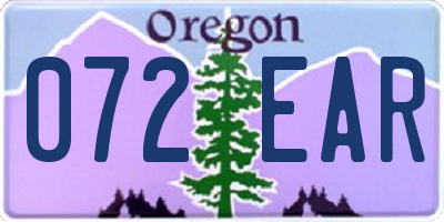OR license plate 072EAR