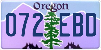 OR license plate 072EBD