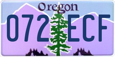OR license plate 072ECF