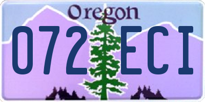 OR license plate 072ECI