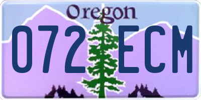 OR license plate 072ECM