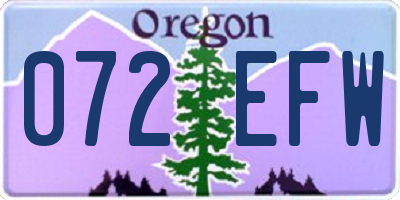 OR license plate 072EFW