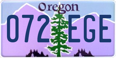 OR license plate 072EGE