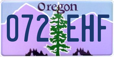 OR license plate 072EHF